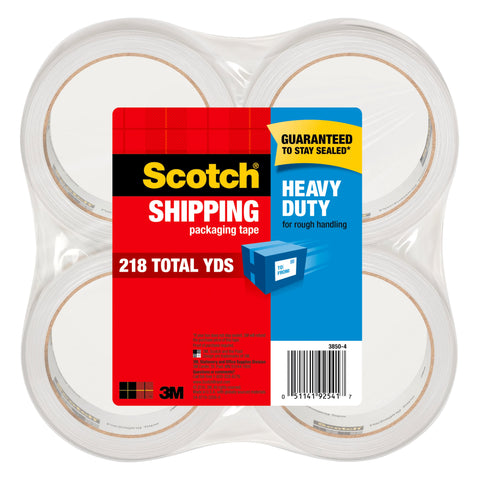 Image of Heavy Duty Packaging Tape, 1.88" x 54.6 yd, Clear, 4 Rolls