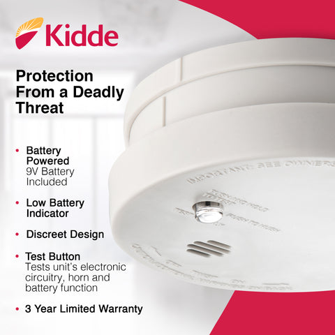 Image of Fire Sentry Micro Profile 3 Year Smoke Alarm, 9 Volt Battery